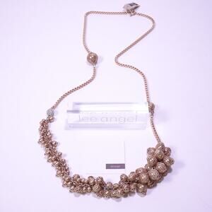 Neiman Marcus Lee Angel Gold Mesh Gold Bauble Fireball Box Link Necklace NWT 550